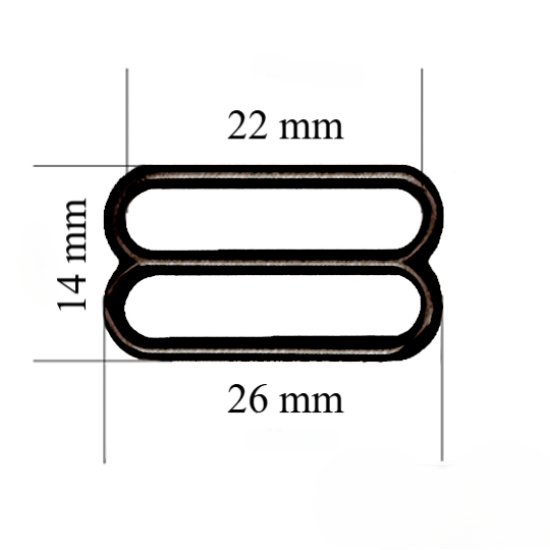 Slider reggiseno in metallo per spalline da 22 mm Oro nero 1000 pz