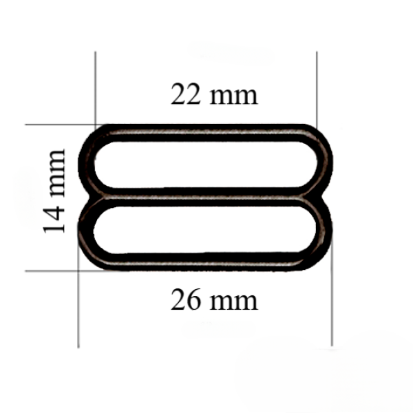 Slider reggiseno in metallo per spalline da 22 mm Oro nero 1000 pz