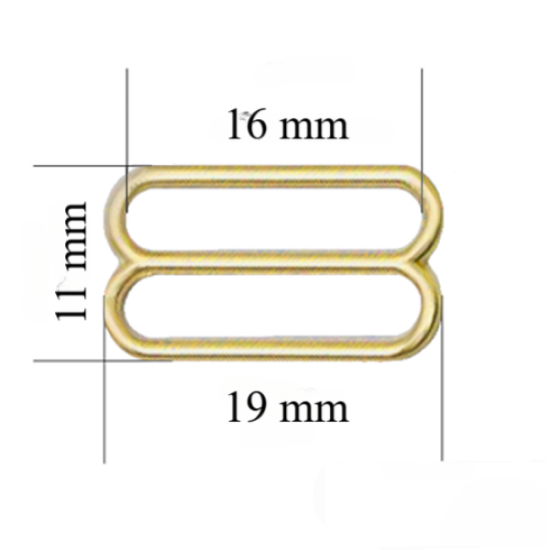 Metal bra sliders for 16 mm straps Light golden 1000 pcs Metal bra sliders for 16 mm straps Light golden 1000 pcs