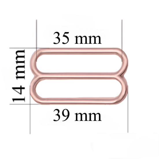 Curseurs de soutien-gorge en métal pour bretelles de 35 mm Or Rose 1000 pcs