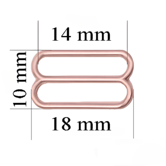 Metal bra sliders for 14 mm straps Rose Golden 1000 pcs