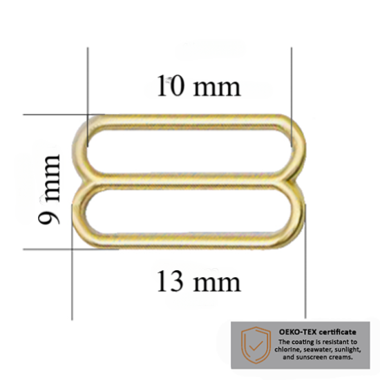 BH Schieber für Bademode 10 mm in der Farbe Helles Gold 1000 stk  - Zertifiziert für Salzbeständigkeit