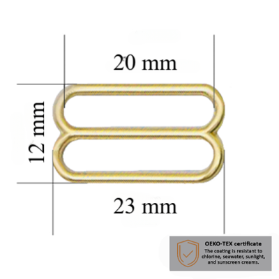 BH schieber für Bademode 20 mm in der Farbe Helles Gold 10000 stk  - Zertifiziert für Salzbeständigkeit
