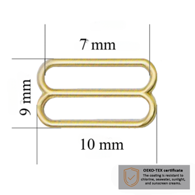 BH schieber für Bademode 7 mm in der Farbe Helles Gold 10000 stk  - Zertifiziert für Salzbeständigkeit