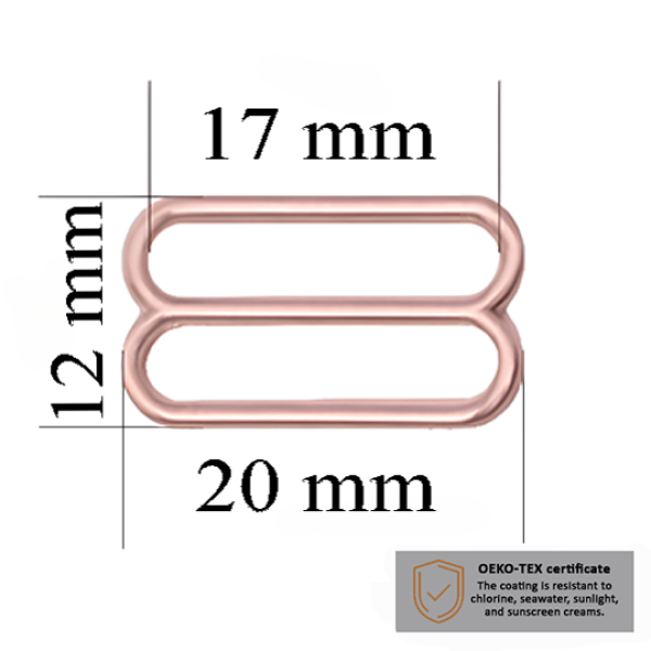 BH-Schieber für Bademode 17 mm in der Farbe Roségold 1000 stk – Zertifiziert für Salzbeständigkeit