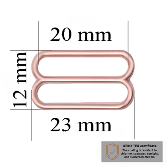 Regulador para traje de baño 20 mm en color Oro Rosa 1000 ud - Certificados por resistencia a la sal