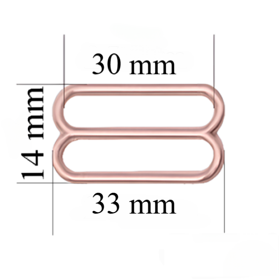 Металеві регулятори для бретелів 30 мм Рожево-золотi 1000 шт