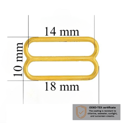 BH schieber für Bademode 14 mm in der Farbe Glänzendes Gold 1000 stk  - Zertifiziert für Salzbeständigkeit