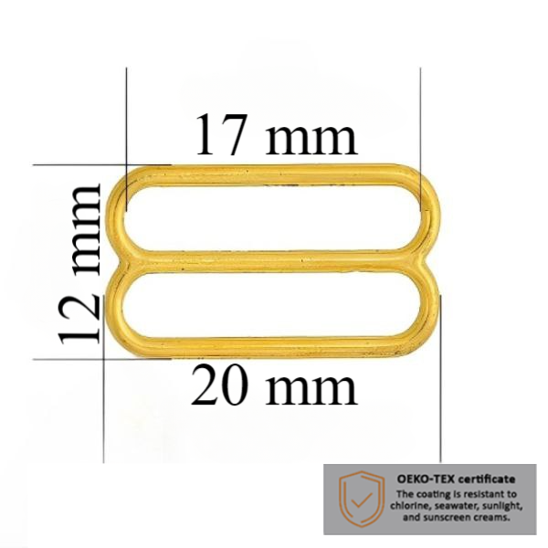 BH schieber für Bademode 17 mm in der Farbe Glänzendes Gold 1000 stk  - Zertifiziert für Salzbeständigkeit