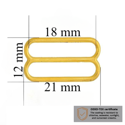 BH schieber für Bademode 18 mm in der Farbe Glänzendes Gold 10000 stk  - Zertifiziert für Salzbeständigkeit