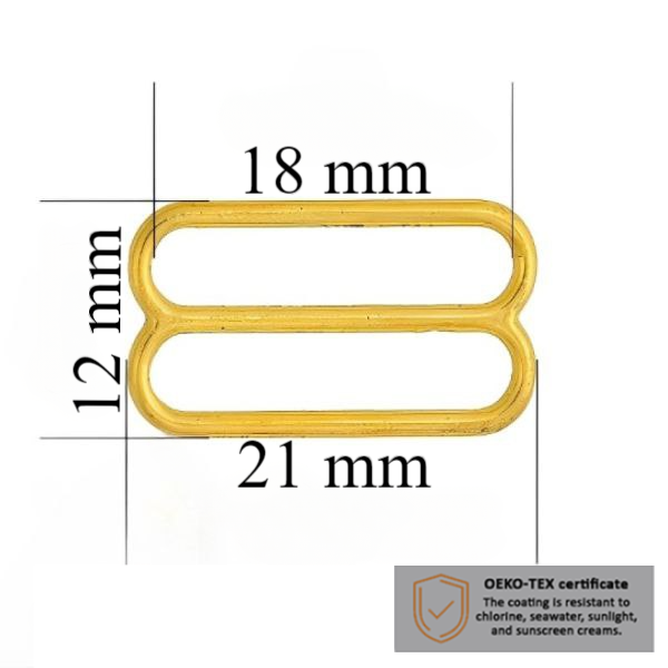 BH schieber für Bademode 18 mm in der Farbe Glänzendes Gold 1000 stk  - Zertifiziert für Salzbeständigkeit