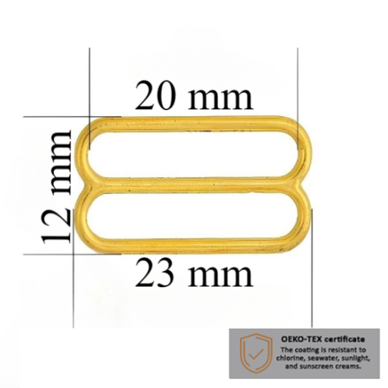 BH Schieber für Bademode 20 mm in der Farbe Glänzendes Gold 1000 stk  - Zertifiziert für Salzbeständigkeit