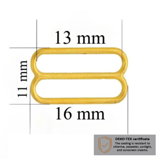 BH Schieber für Bademode 13 mm in der Farbe Glänzendes Gold 1000 stk  - Zertifiziert für Salzbeständigkeit