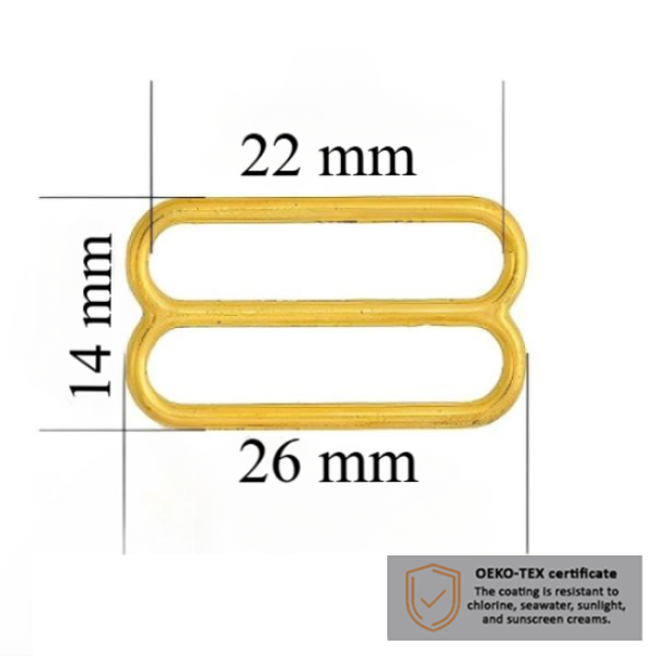 BH schieber für Bademode 22 mm in der Farbe Glänzendes Gold 1000 stk  - Zertifiziert für Salzbeständigkeit