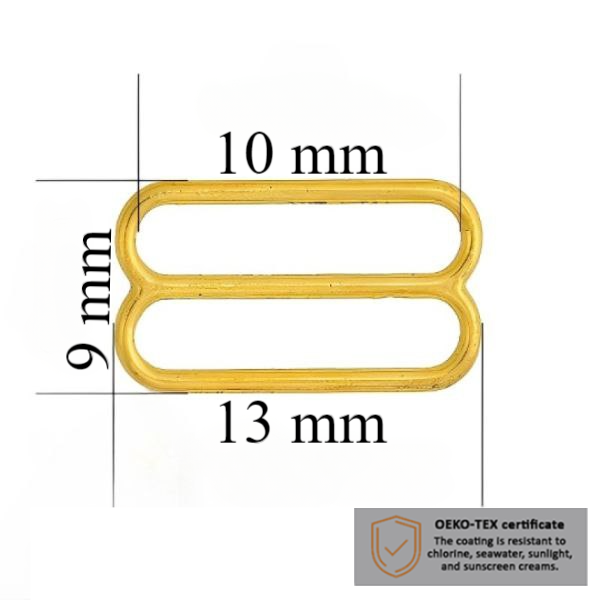 BH schieber für Bademode 10 mm in der Farbe Glänzendes Gold 10000 stk  - Zertifiziert für Salzbeständigkeit