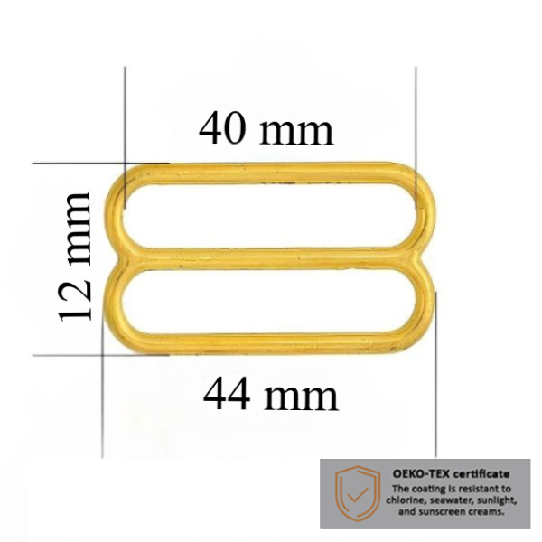 BH schieber für Bademode 40 mm in der Farbe Glänzendes Gold 1000 stk  - Zertifiziert für Salzbeständigkeit