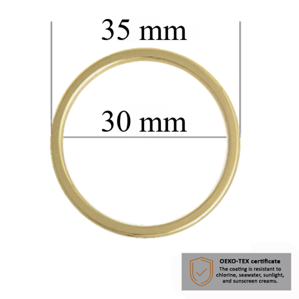 BH Ringe für Bademode 30 mm in der Farbe helles Gold 1000 stk  - Zertifiziert für Salzbeständigkeit