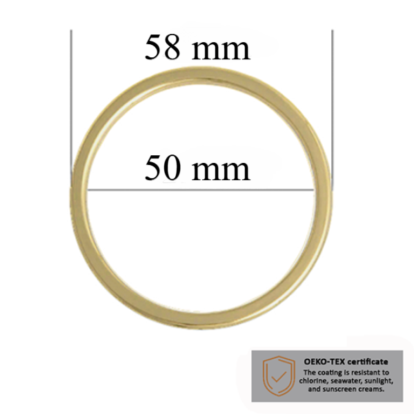 BH Ringe für Bademode 50 mm in der Farbe helles Gold 1000 stk  - Zertifiziert für Salzbeständigkeit