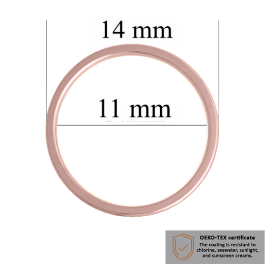 Aros para traje de baño de 11 mm en color oro rosa, 1000 uds. - Certificados por resistencia a la sal