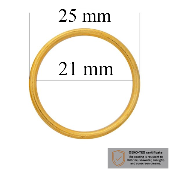 BH Ringe für Bademode 21 mm in der Farbe Glänzendes Gold  1000 stk  - Zertifiziert für Salzbeständigkeit