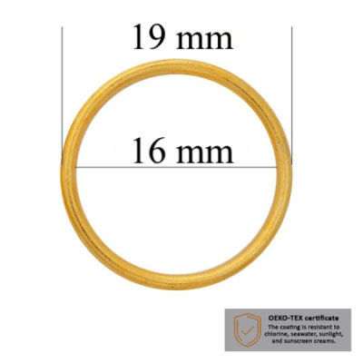 BH Ringe für Bademode 16 mm in der Farbe Glänzendes Gold  10000 stk  - Zertifiziert für Salzbeständigkeit