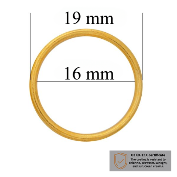 BH Ringe für Bademode 16 mm in der Farbe Glänzendes Gold  1000 stk  - Zertifiziert für Salzbeständigkeit