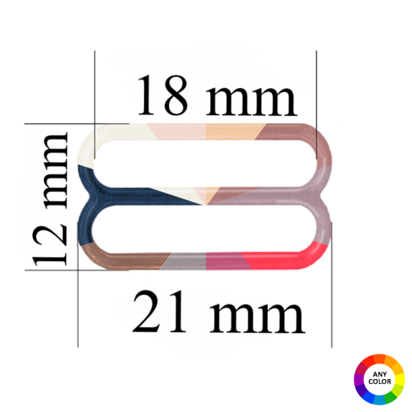 Regulatori bretelēm 18 mm ar krāsu, kas atbilst auduma tonim - 10000 gabali.