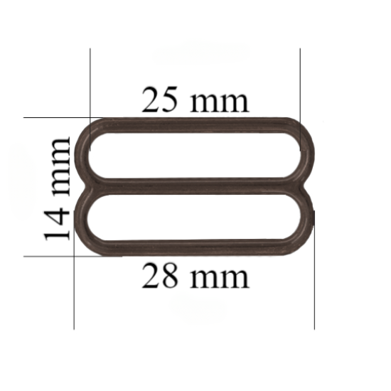 Metal bra slider for 25 mm straps Сhocolate brown 800 pcs