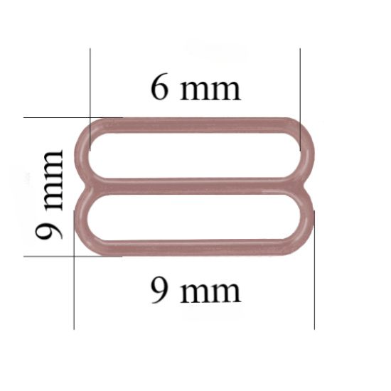 Metal bra slider for 6 mm straps Coffee rose 800 pcs