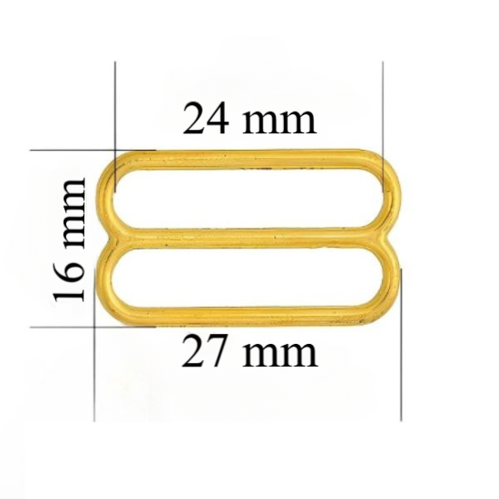 Regulador metálico para tirante de lencería 24 mm Oro brillantes 1000 ud