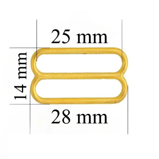 Regulador metálico para tirante de lencería 25 mm Oro brillantes 1000 ud