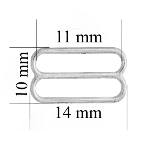 Slider reggiseno in metallo per spalline da 11 mm Argento 1000 pz