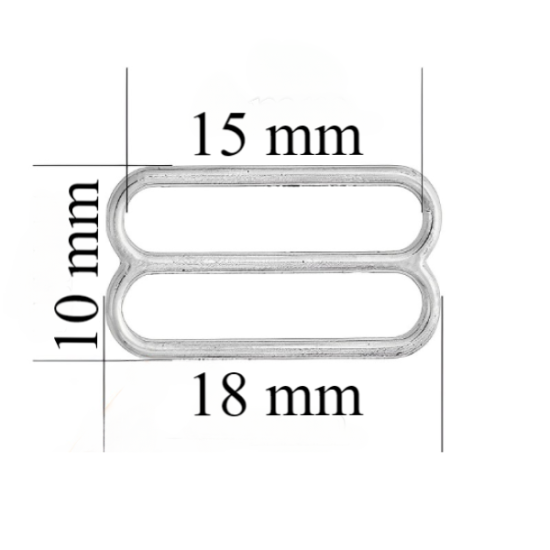 Slider reggiseno in metallo per spalline da 15 mm Argento 1000 pz