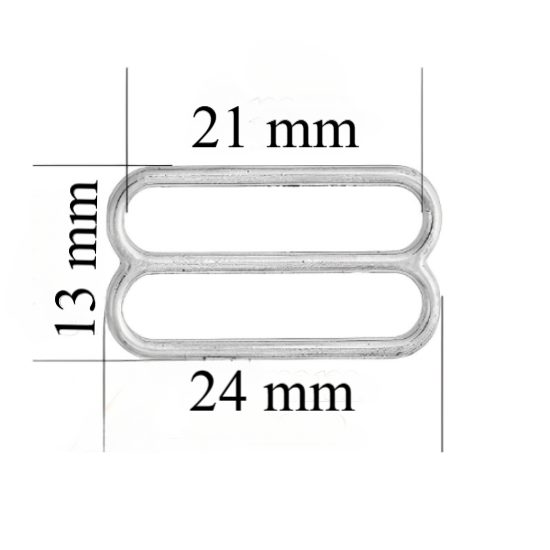 Regulador metálico para tirante de lencería 21 mm Plata 1000 ud