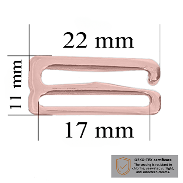BH-Haken für Bademode 17 mm in der Farbe Roségold 10000 stk – Zertifiziert für Salzbeständigkeit