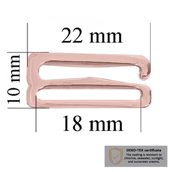 Crochets pour maillots de bain 18 mm en couleur Or Rose 10000 pcs – Certifiés pour la résistance au sel