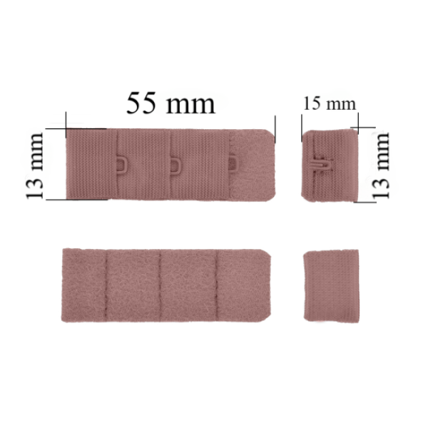 Aizdare ar āķīšiem 3x1 krūšturis 13 mm Kafijas roze 500 gab