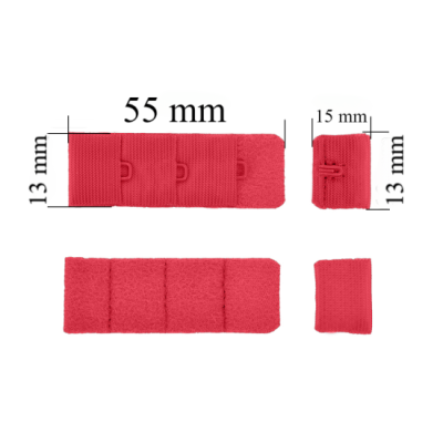 Verschluss mit Haken 3x1 für BH 13 mm Rot 500 Stk