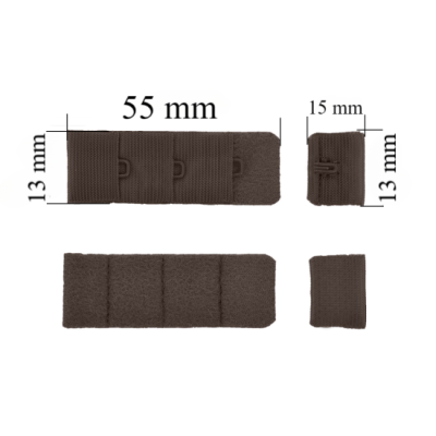 Chiusura posteriore con gancio e occhiello per reggiseno 3x1 13 mm Marrone cioccolato 500 pz