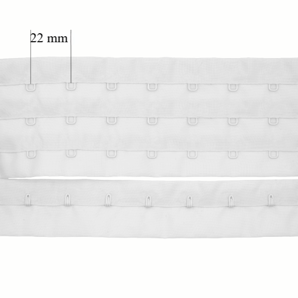 Bra hook & eye back closure in roll 3x 22 mm White 90 m
