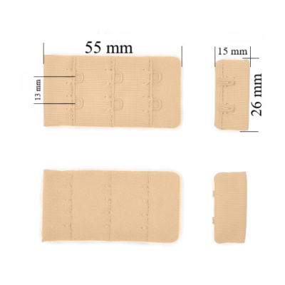 Verschluss mit Haken 3x2 für BH 26 mm Beige 500 Stk