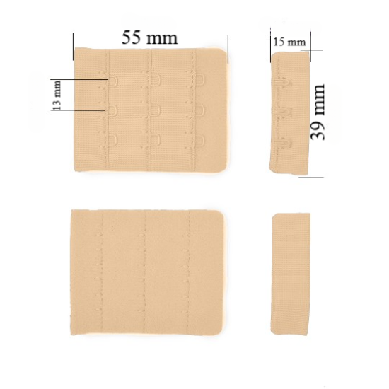 Cierre para sujetador 3x3 39 mm Beige 500 ud
