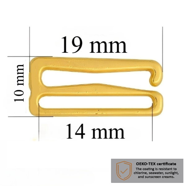 BH haken für Bademode 14 mm in der Farbe Glänzendes Gold 1000 stk  - Zertifiziert für Salzbeständigkeit