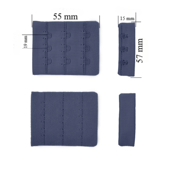 Verschluss mit Haken 3x3 für BH 57 mm Hortensie 500 Stk