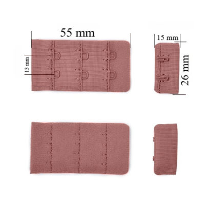 Verschluss mit Haken 3x2 für BH 26 mm Kaffeerosa 500 Stk