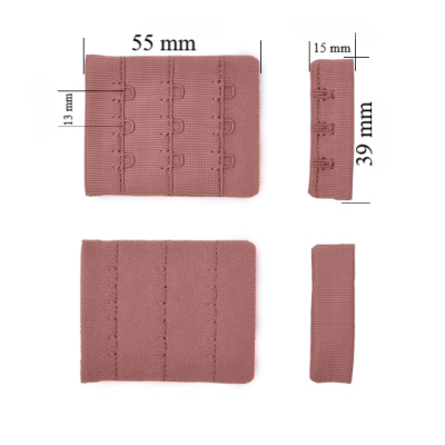 Verschluss mit Haken 3x3 für BH 39 mm Kaffeerosa 500 Stk