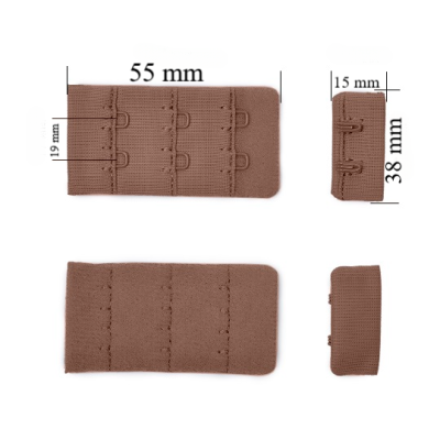Fermeture à crochet et œillet pour soutien-gorge 3x2 38 mm Peppercorn 500 pcs