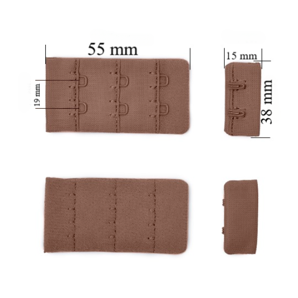 Chiusura posteriore con gancio e occhiello per reggiseno 3x2 38 mm Peppercorn 500 pz.