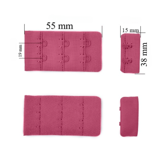 Verschluss mit Haken 3x2 für BH 38 mm Pink Rubin 500 Stk