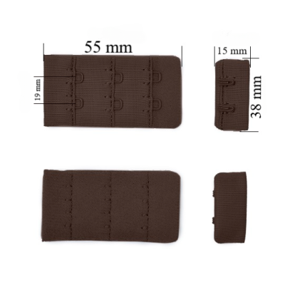 Cierre para sujetador 3x2 38 mm Chocolate-marrón 500 ud
